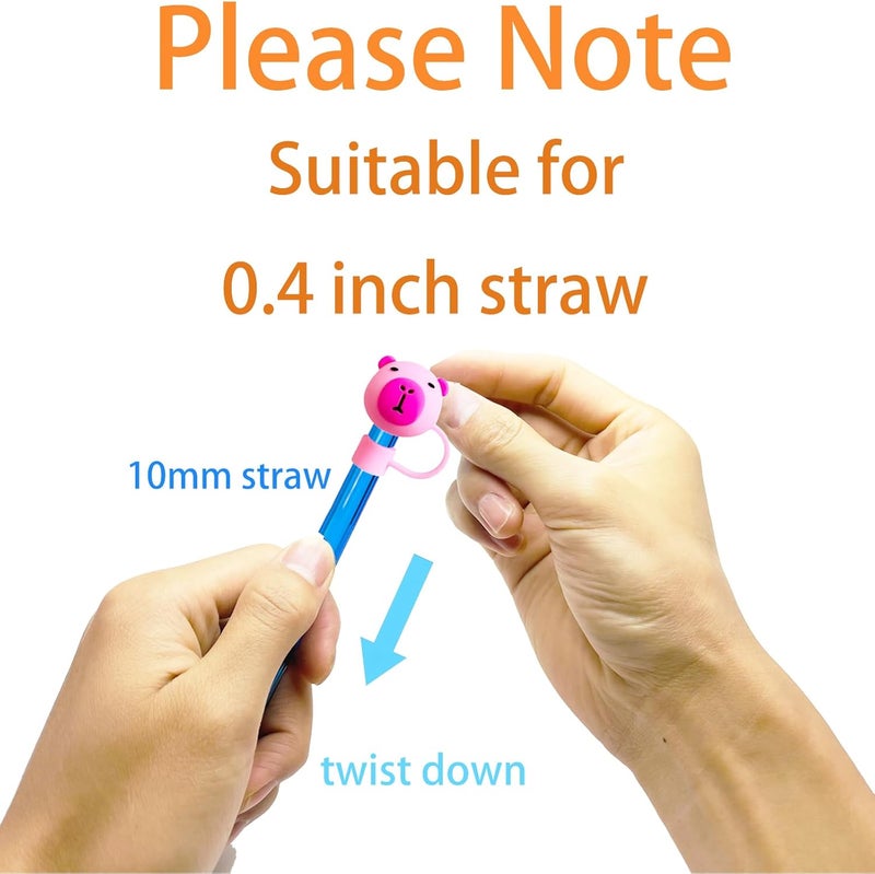Kleeblatt Capybara Straw Covers Cap For Stanley Cup, 2pcs 10mm Silicone Cute Straw Toppers For Tumblers With 2pcs Capybara Charms Personalized, Stanley Cup Accessories - Image 5